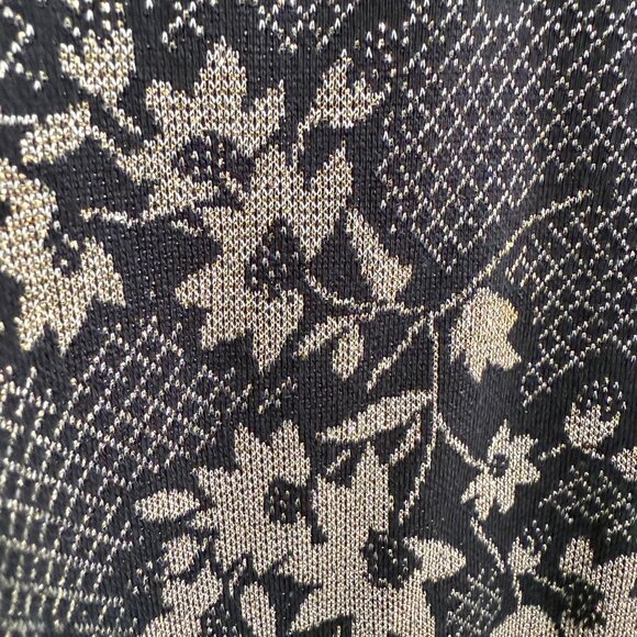Vintage CP Sport Gold Metallic Floral Collared Sweater - Picture 7 of 9